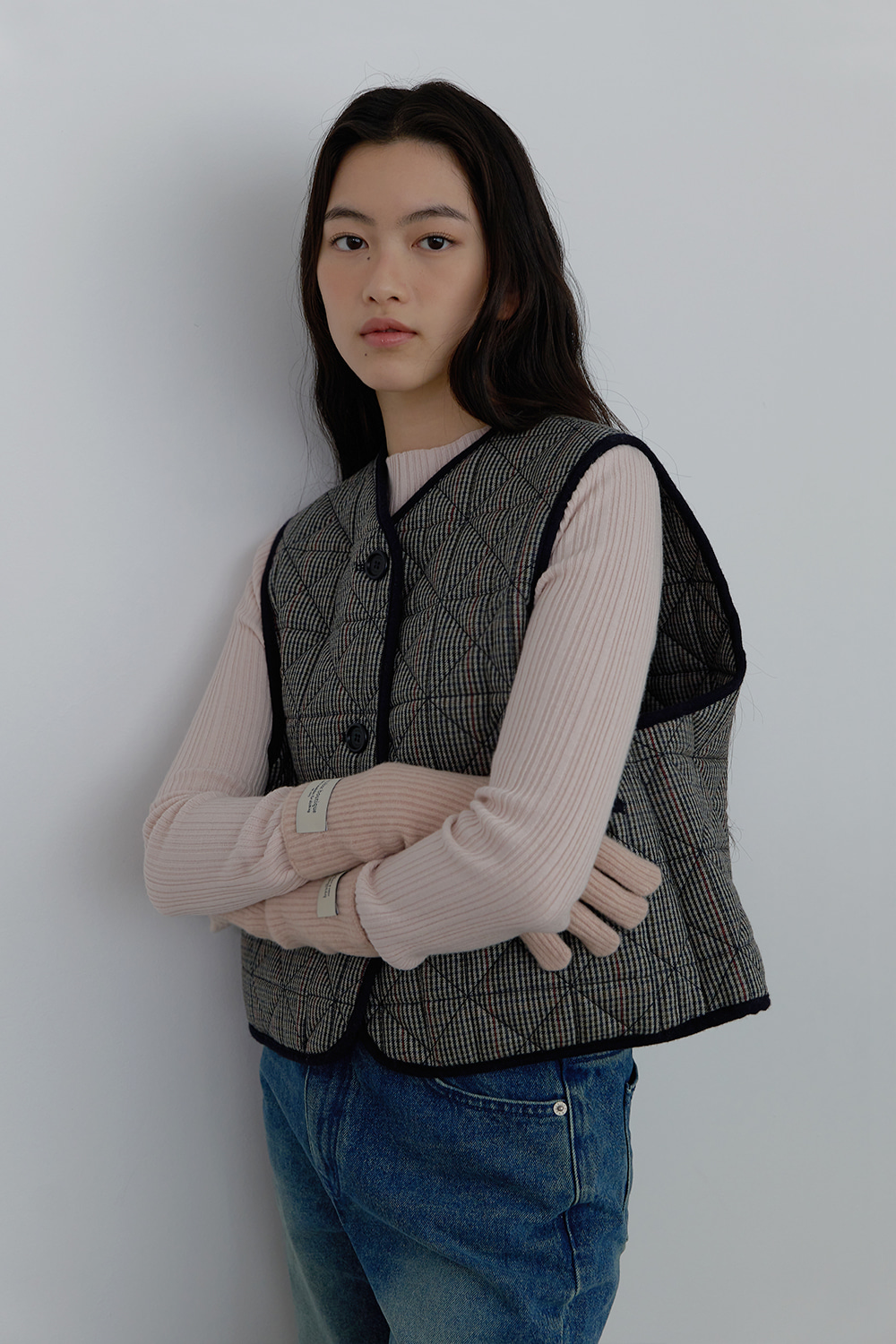 [PALE PINK] Ribbed-knit pullover