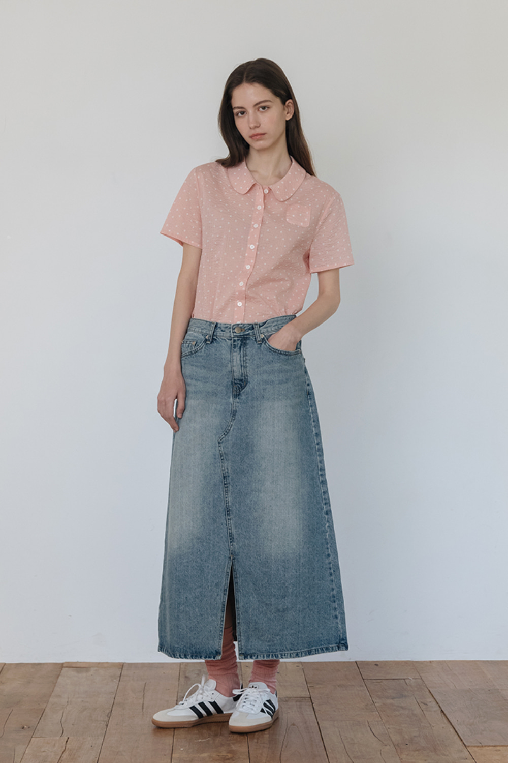 [Blue] Denim Long Skirt