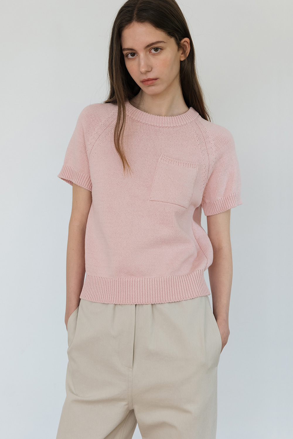 [Pink] Short Sleeve Knit