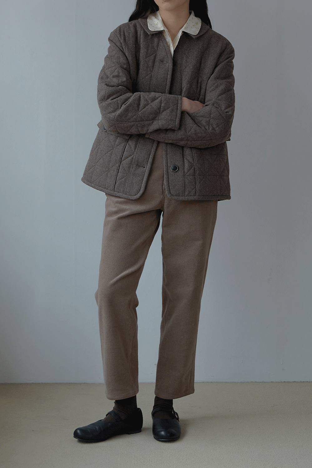 [Brown grey] Boyfriend Trousers 
