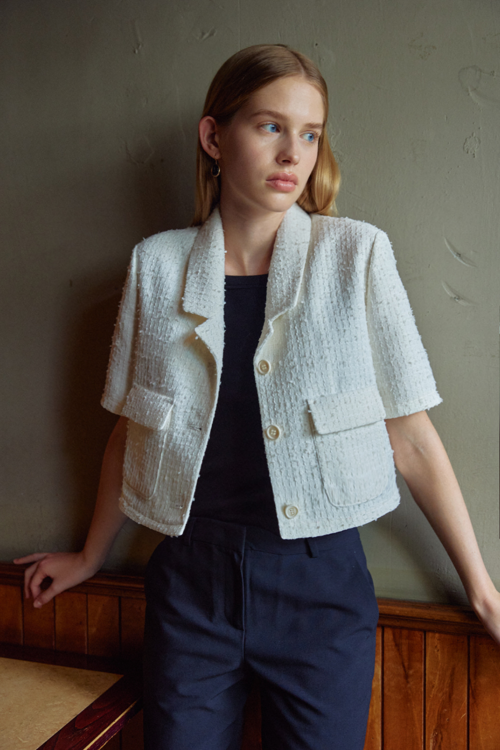 [IVORY] Summer tweed jacket