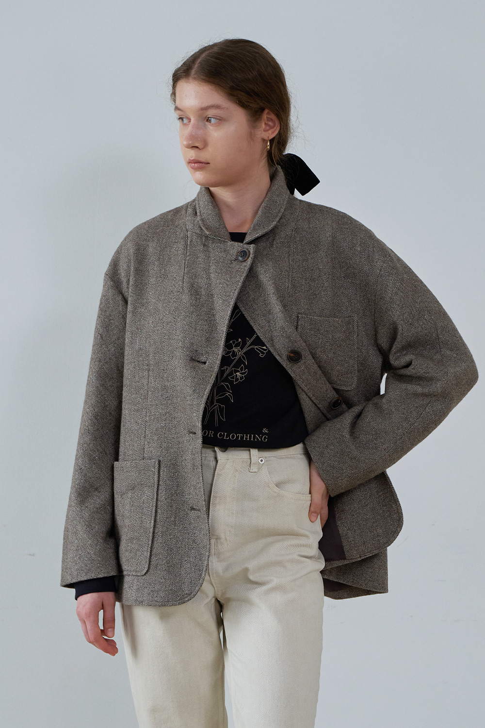 [Brown] Herringbone coat